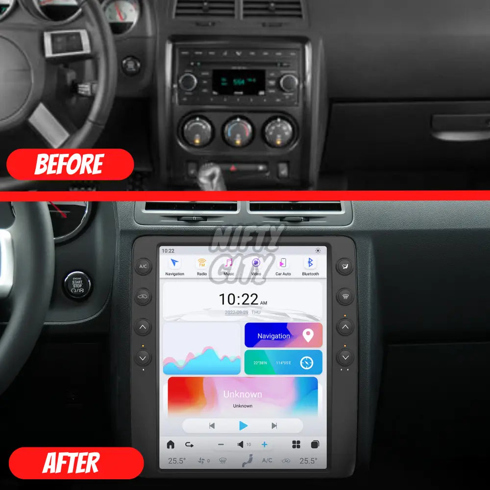 Dodge Challenger 2008-2014 Apple CarPlay & Android Auto Tesla Screen